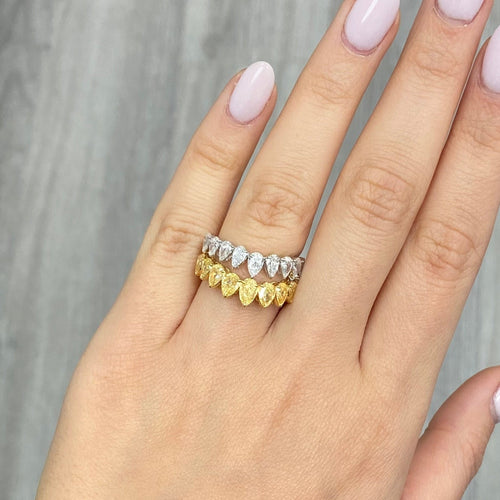 natural canary yellow diamonds and white diamonds in a statement ring