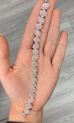 Natural pink and white diamond bracelet with mixed shape diamonds