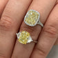 4.73 Carat Center Diamond GIA Light Yellow VS2 Clarity  Cushion Cut Diamond  0.52 Carats of White Rounds  Set in Platinum and 18k Gold  Split Shank band  Handmade in NYC GIA Certified Diamond 