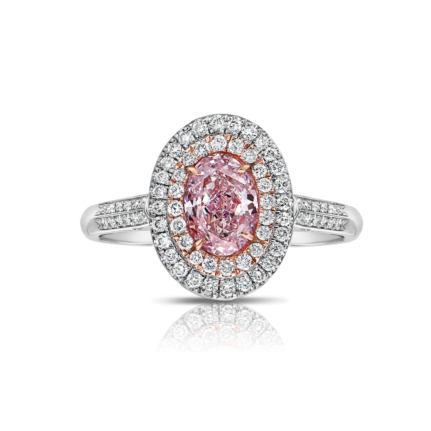 Pink diamond ring. pink diamond engagement ring. light pink diamonds. light pink oval diamond. Unique engagement ring.