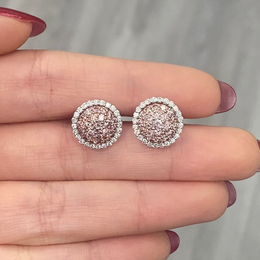 Multi Wear Pink and White Diamond Studs