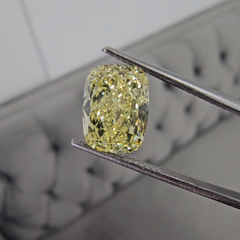 Unique GIA Certified fancy yellow cushion cut canary diamond.