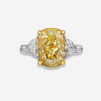 4 Carat Elongated Cushion Fancy Light Yellow Diamond Engagement Ring