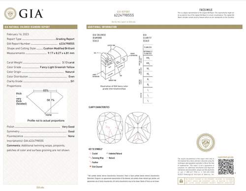 3.13 Carat GIA Green Diamond Ring with white step cut diamond side stones