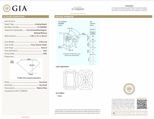 1.50 Carat Radiant Cut Diamond  GIA Certified Diamond  Fancy Intense Yellow  VVS2 Clarity 