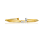 Two-Stone Yellow and White Diamond Bezel Set Bangle Bracelet