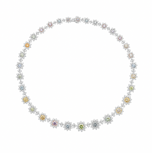 23ct Fancy Color Diamond Floral Necklace