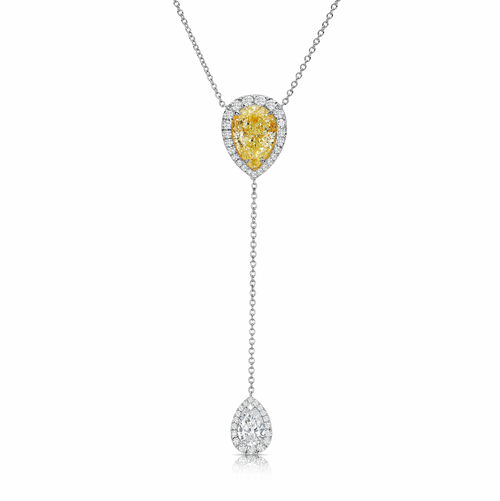 Yellow Pear Diamond Lariat Necklace