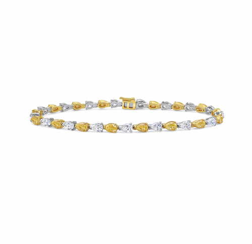 6.5ct Alternating Fancy Yellow & White Pear Shape Diamond Bracelet