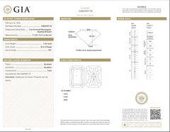 7.03 Carat Radiant Cut Light Yellow (W-X) VS1 Clarity GIA Certified Diamond Excellent and Excellent Cutting Faint Fluorescence