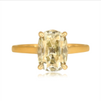 2.73ct Fancy Light Yellow Old Mine Cushion Cut Diamond Ring