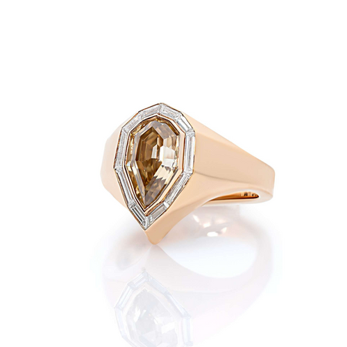 Bezel Set Champagne Diamond Ring