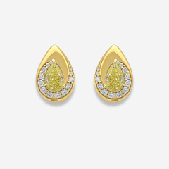 Bezel Swirl Yellow Diamond Studs