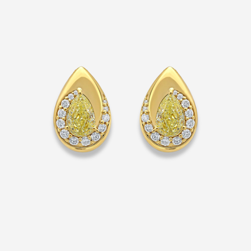 Bezel Swirl Yellow Diamond Studs