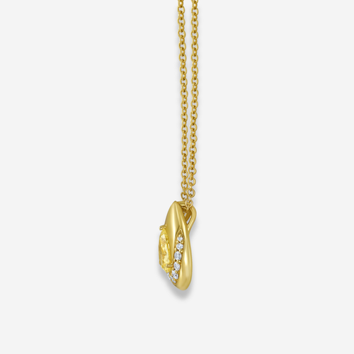 Bezel Swirl Pavé Yellow Pear Diamond Pendant