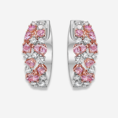 Mixed Pink and White Diamond Hoop Earrings