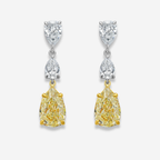 Yellow Diamond Pear Drop Earrings