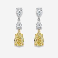 Yellow Diamond Pear Drop Earrings
