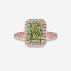4 Carat Pink Halo Green Diamond Engagement Ring