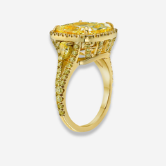 8ct Light Yellow Cushion All Yellow Diamond Statement Ring