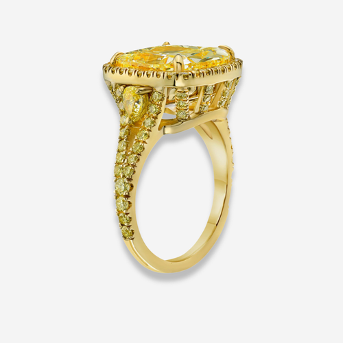 8ct Light Yellow Cushion All Yellow Diamond Statement Ring