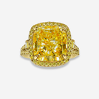 8ct Light Yellow Cushion All Yellow Diamond Statement Ring