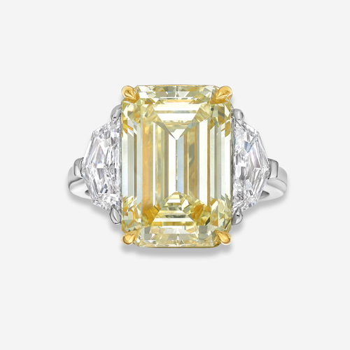 7 Carat Yellow Emerald Diamond Engagement Ring