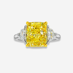 4.02ct Fancy Vivid Yellow Internally Flawless Elongated Radiant Diamond Engagement Ring