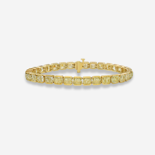 20 Carat Yellow Radiant Diamond Bezel Tennis Bracelet