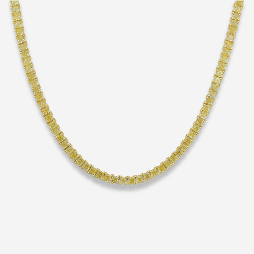 21.89ct Fancy Yellow Cushion Diamond Tennis Necklace