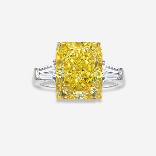 6ct Intense Yellow Elongated Radiant Diamond Engagement Ring