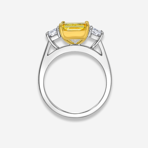 4ct Fancy Yellow Elongated Radiant Diamond Engagement Ring