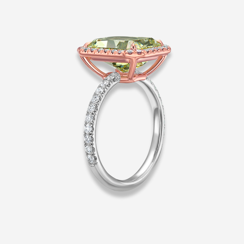 5ct Fancy Greenish Yellow Radiant Diamond Engagement Ring