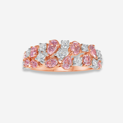 Pink and White Diamond Half Eternity Ring