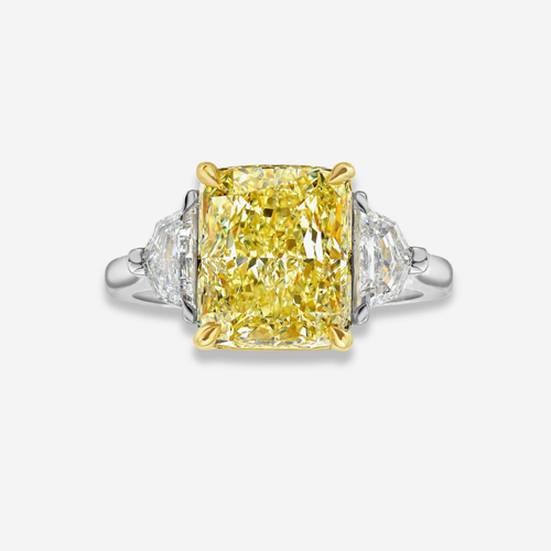 5ct Fancy Yellow Elongated Radiant Diamond Engagement Ring