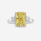 4ct Fancy Yellow Elongated Cushion Diamond Engagement Ring