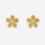 Yellow Diamond Flower Stud Earrings