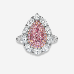 2ct Pink Pear Diamond Statement Ring and Pendant