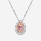 Half Carat Pink Pear Diamond Double Halo Pendant