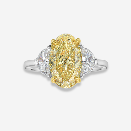 3.5ct Fancy Yellow Oval Diamond Engagement Ring