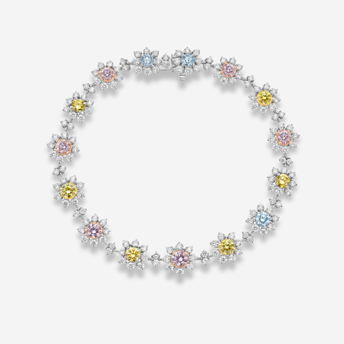 Multicolor Diamond Flower Bracelet