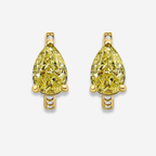 Yellow Pear Diamond Pavé Huggie Earrings