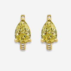 Yellow Pear Diamond Pavé Huggie Earrings