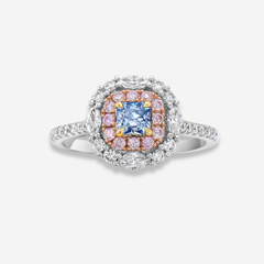 Fancy Blue Radiant Diamond Ring