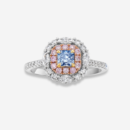 Fancy Blue Radiant Diamond Ring
