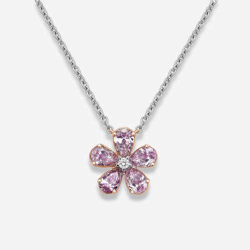 1ct Light Pink Diamond Flower Pendant