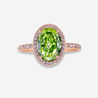 2ct Fancy Intense Green-Yellow Oval Diamond Ring