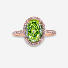 2ct Fancy Intense Green-Yellow Oval Diamond Ring