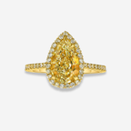 2ct Yellow Pear Diamond Golden Halo Engagement Ring