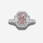 1.5ct Fancy Light Orangy Pink Elongated Radiant Diamond Engagement Ring